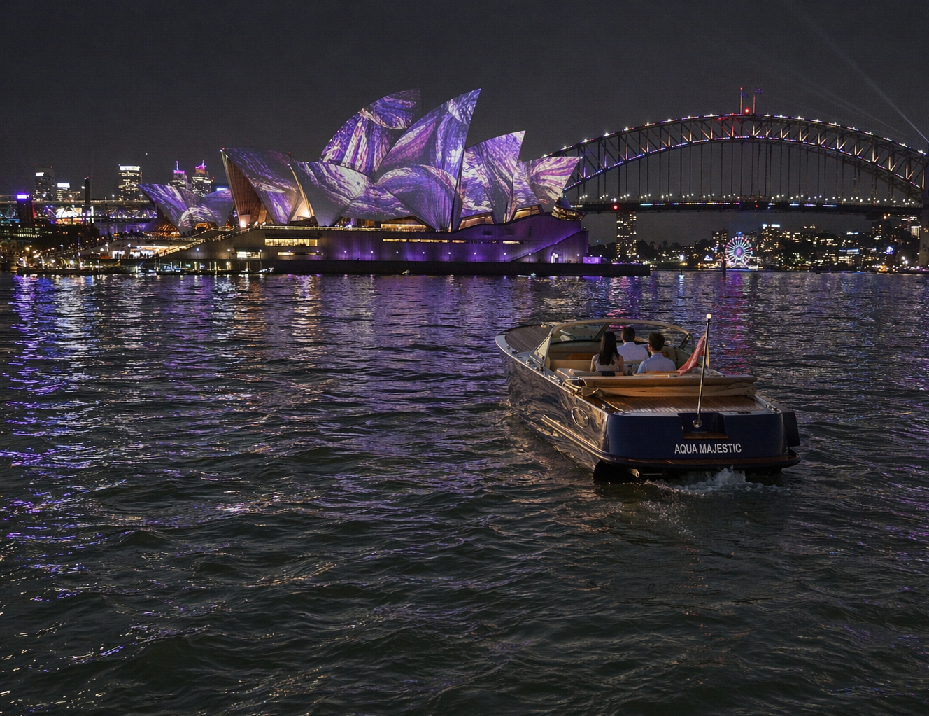 Hero image for the experience offer called: 1 Hour Private Vivid Cruise on MV Aquamajestic