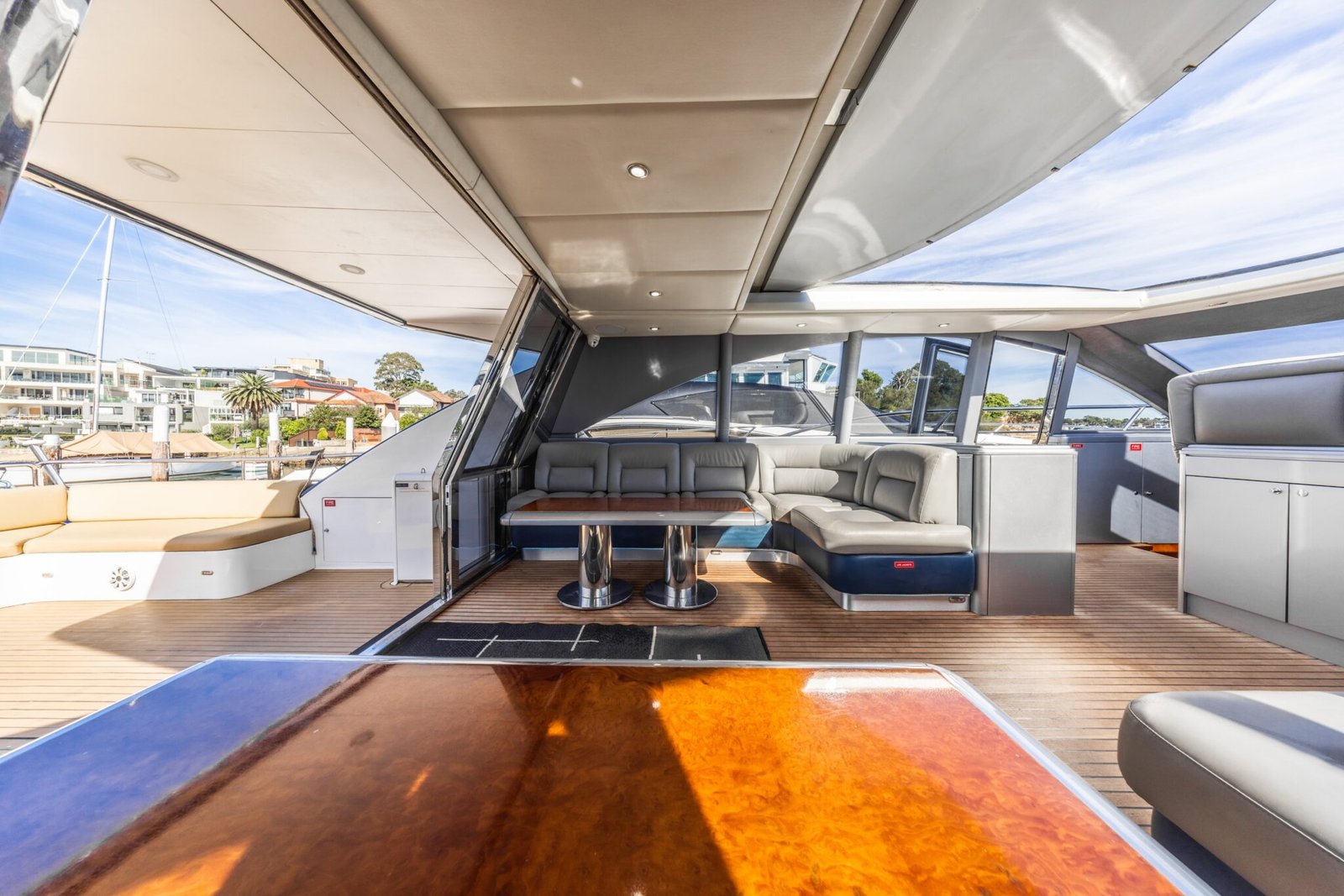 Spacious interior helm and saloon area on MV Gravity