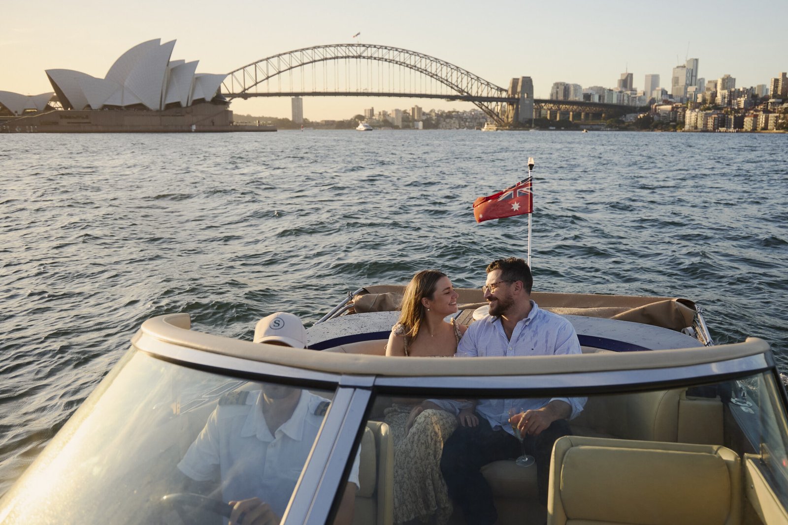 Couple boarding MV Aquamajestic yacht.